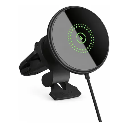Cargador Inalámbrico Magnético Para Auto Con Soporte 15w Negro