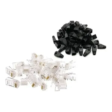 50 Fichas Rj45 Conectores Cat 6 Y 50 Capuchones