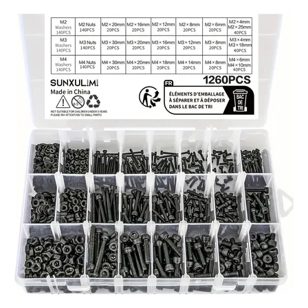 Kit Tornillos Y Tuercas Allen Hexagonales 1260 Pzs