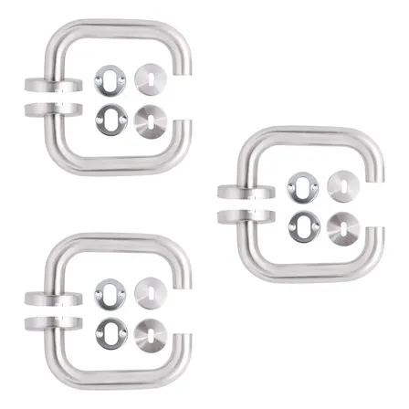 Picaporte Manija Acero Inoxidable Plateado Groen Pack X3