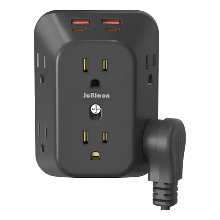 Zapatilla Eléctrica 10 En 1 Con Protector Y Usb Negro