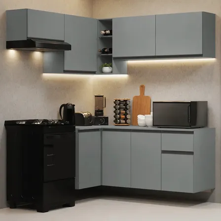 Combo De Cocina Esquinero 325 Cm Modular Colgante Nice Gris
