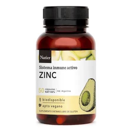 Natier Suplemento Alimenticio Vegano Natural Zinc X 50 Local Zinc