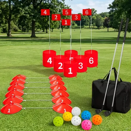 Juego Golf Gadnic 6 Hoyos Portatil Exterior Banderas 150 cm 6 Bolas 2 Palos Set Completo