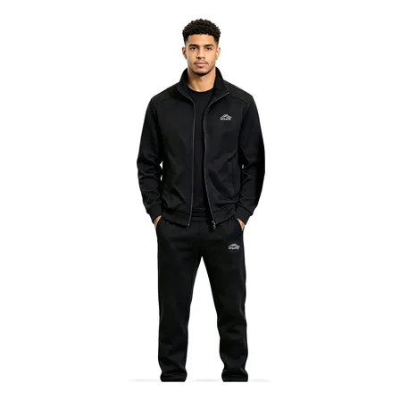 Conjunto Deportivo Hombre Campera Y Pantalón Negro Liso L