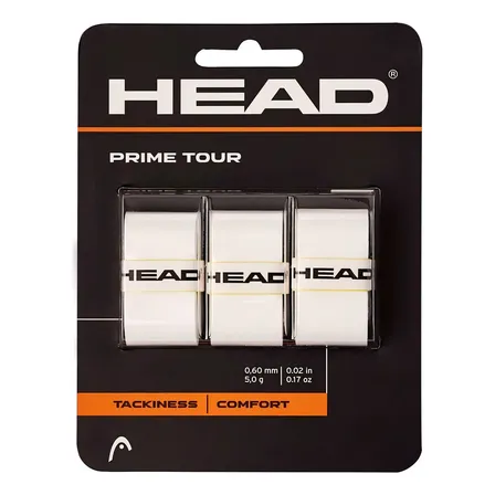 Cubregrip Head Prime Tour (blister x3) Tenis Padel Squash Overgrip, color blanco