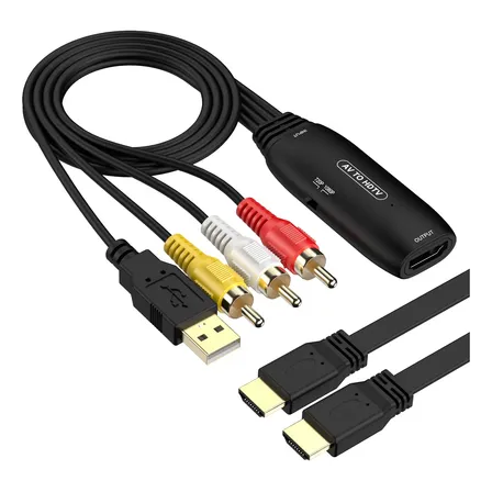 Convertidor Cable Rca A Hdmi Con Usb De Video Negro