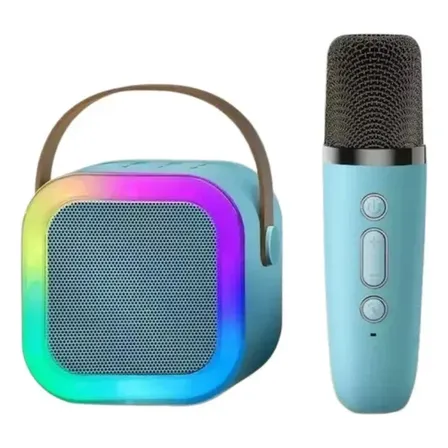 Parlante Karaoke Portátil Con Micrófono Azul