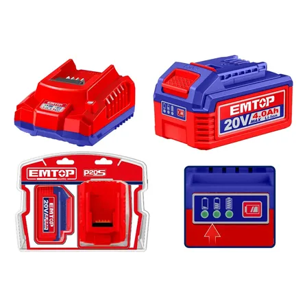 Kit De Batería Y Cargador Emtop De Litio, 4 Ah Y 20v