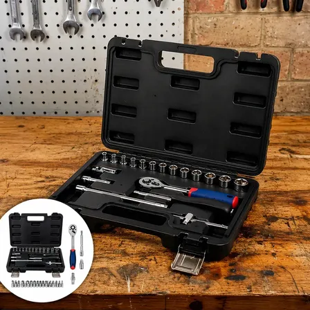 Set de Bocallaves Encastre 1/4" 19 Piezas WORKPRO Crique y Valija PROFESIONAL W003079