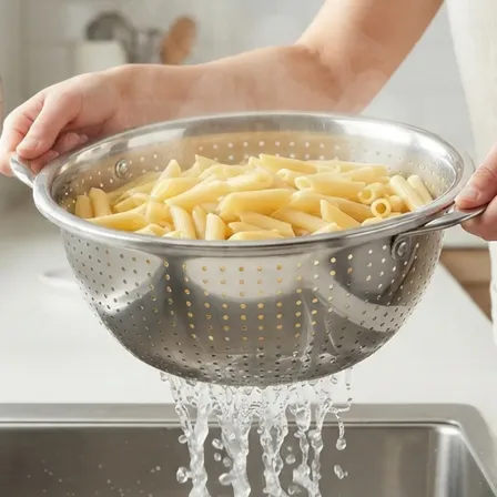 Colador Acero Inoxidable Circular Asas Pastas Escurridor