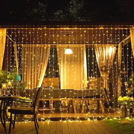 Cortina Led 6x2 Mts 384 Luces Navidad Bodas Evento Efectos Luces Luz Cálida