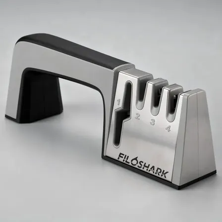 Afilador De Cuchillos Tijeras Filoshark 4 En 1 Acero Inox