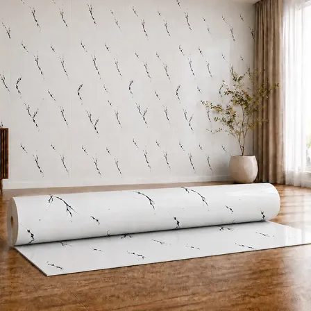 Placa Pvc Símil Mármol Autoadhesiva Para Pared 120x300cm Blanco Veta Negra