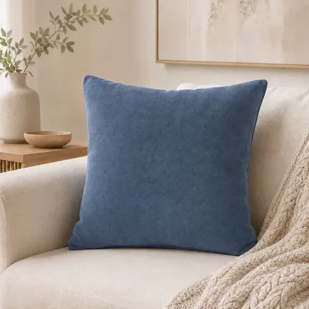 Funda Almohadon En Pana Suave 45cm X 45cm Decoracion Mezanek Azul Oscuro