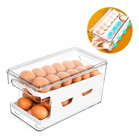 Huevera Contenedor Organizador Porta Huevos Heladera Cocina Color Blanco