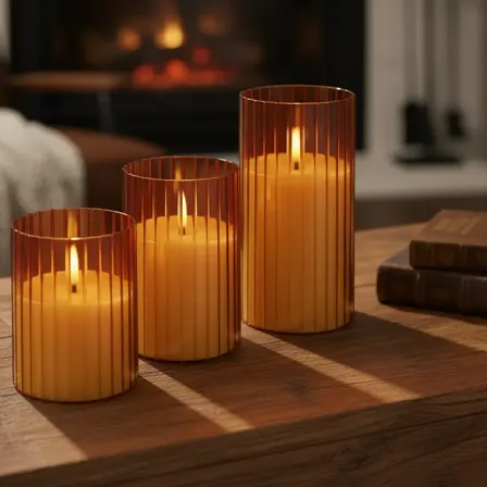 Velas Led Decorativas Pack X3 Con Control Remoto Y Pilas Ámbar