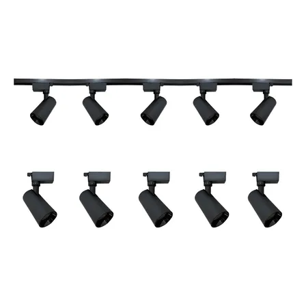 Riel Iluminación Techo Ilumros 2m 5 Cabezales Dicroica Gu10 Negro