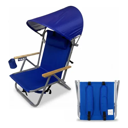 Reposera Playa Plegable Gadnic Con Techo 4 Posiciones Azul