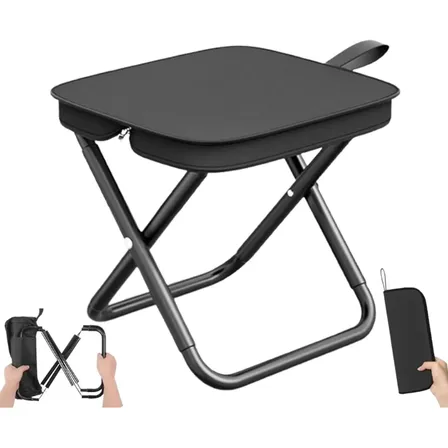 Banquito Mini Silla Plegable Portatil Para Camping Negro