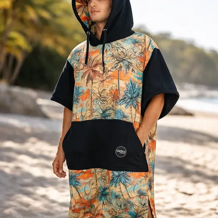 Poncho Cambiador Grins Surf Microfibra Gruesa Adultos Unisex Palmar 1