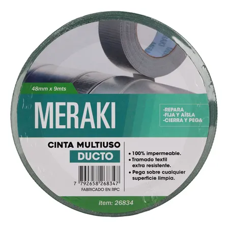 Cinta Adhesiva Americana Multiuso Verde 48mm X9m Alta Resistencia Impermeable Reparaciones Montaje Sellado Protección Hogar Oficina Taller Industria Automotriz Construcción Camping Meraki