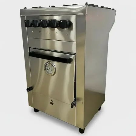 Cocina Industrial Terra 550 Rejas Fundicion Acero Inoxidable Plateado
