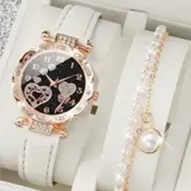 Set 5 Piezas Reloj De Cuarzo Y Joyas Para Mujer