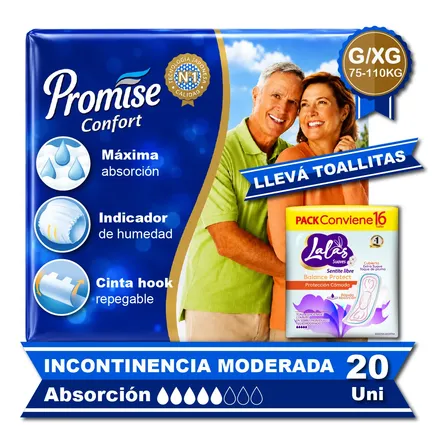 Pañales Adultos Promise Confort G/xg X20 + Lalas Balance