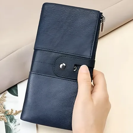 Billetera Mujer Cuero Vacuno Tarjeteo Regalo Dama Zurich Azul