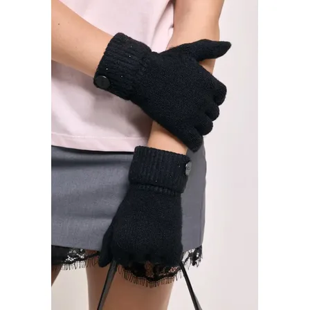 Guantes Night Con Strass Mujer 47 Street Negro Tu