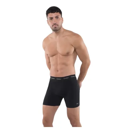 Boxer Hombre Algodon Y Lycra Liso Dufour 12058 Negro Liso L