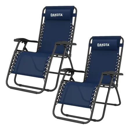 Combo 2 Reposeras Gravedad Cero Plegables Reforzadas Dakota Azul Marino