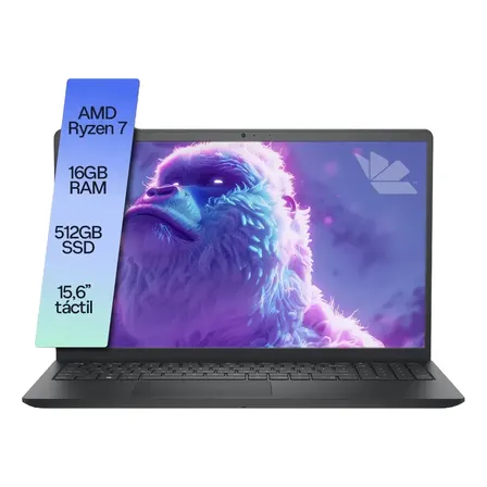 Notebook Dell 15 Dc15255 Ryzen 7 7730u 16gb 512gb Ssd Tactil Negro