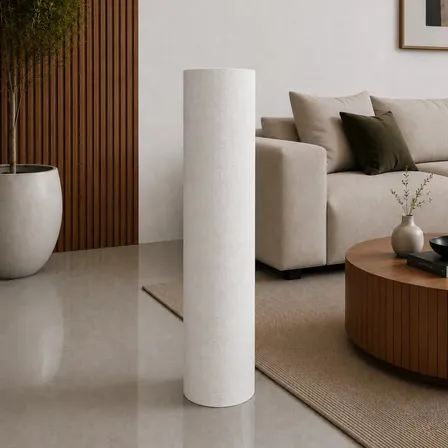 3 Rollos Revestimiento De Pared Autoadhesivo Simil Tela Lino Color Blanco liene 50cm X 10m Por Rollo (15m2 totales) Marca Holzboden