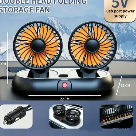 Ventilador Doble Para Auto Plegable Universal De Tablero 5v 22 Cm