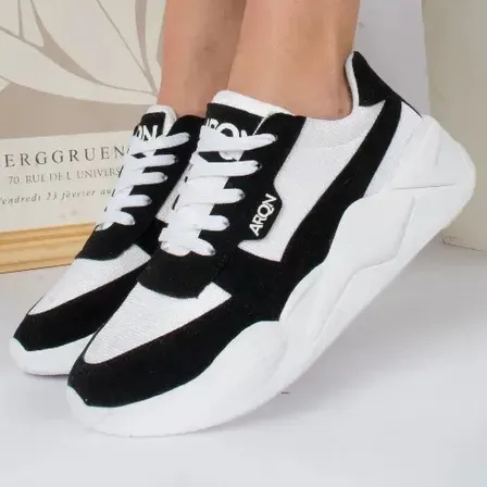 Zapatillas De Mujer Livianas Comodas Moda Nami Blanco/negro 38