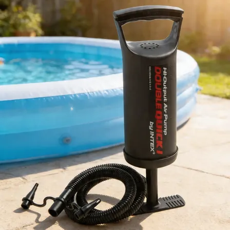 Inflador Manual Intex De Pileta Colchon Inflable Con 3 Picos Negro
