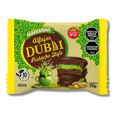 Alfajor Dubai Pistacho Maixanas Sin Gluten 70g Gourmet