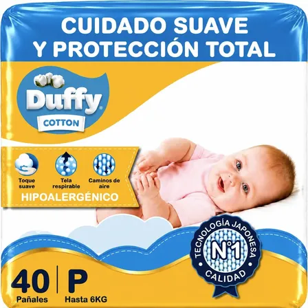 Pañales Duffy Cotton Hiperpack Talle P X 40 Un Pequeño (p) Sin Género