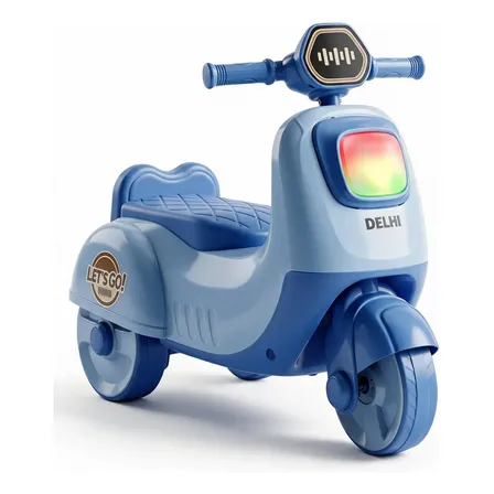 Triciclo Infantil Para Niños Delhi Con Luces Música Y Baúl Celeste