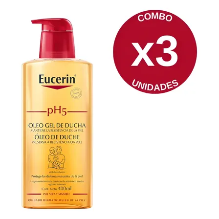 Combo X3 Eucerin Ph5 Aceite De Ducha Piel Sensible 400 Ml Neutra