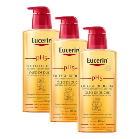 Combo X3 Eucerin Ph5 Aceite De Ducha Piel Sensible 400 Ml. Fragancia No