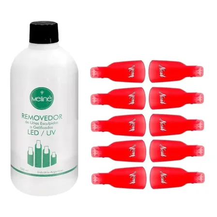 Kit Removedor Meline 500ml + Broches Esmalte Semipermanente