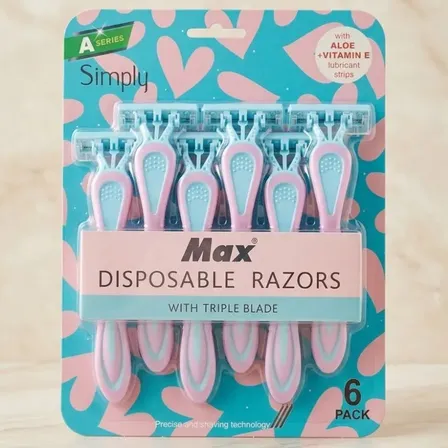 Afeitadora Femenina Triple Hoja Max Simply Aloe Vera Pack X6
