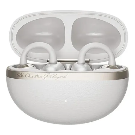 Auriculares QCY Crossky C50 Clip-On Open-Ear Blanco Bluetooth 6.0 - Oído Abierto Sin Presión, Titanio Memoria Flexible, Driver Dual Imán, Doble Micrófono, IPX5, Anticaídas, 35Hs Batería
