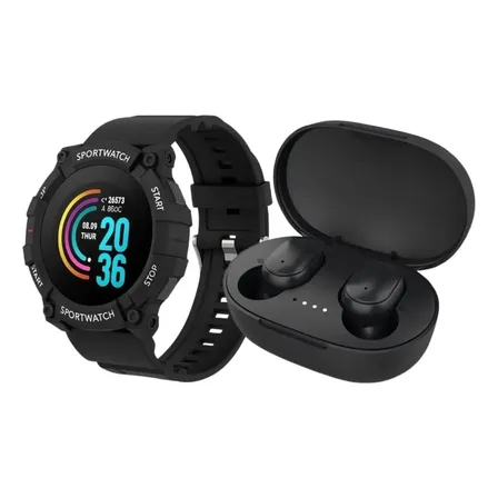 Combo! Auriculares A6s Bluetooth Negros + Smartwatch Fd68 Negro