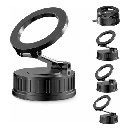 Soporte Magnético Celular Auto Con Sopapa Giro 720° Para Tablero Navegación Negro