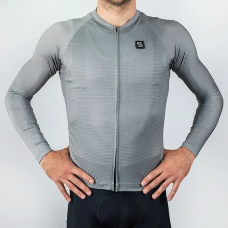Jersey Ciclismo Russo Manga Larga Triple Bolsillo Gris Xs