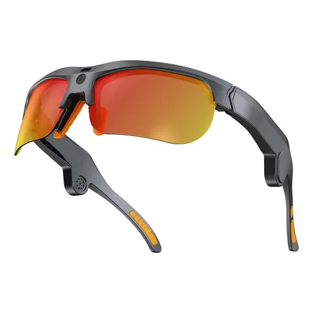 Anteojos Inteligentes V8 Para Ciclismo Ia Cámara 13mp Audio Naranja Negro Único